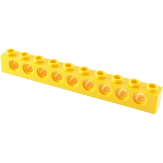 Lego kostka s otvory (kostička s dírami) 1x10, žlutá (273024, 4190416, 4225500, 4251460)